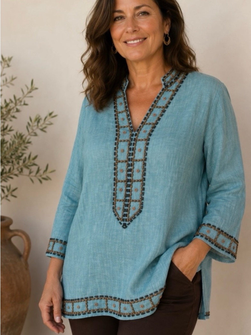 NWOT Bloomingdale's Linen Tunic Top